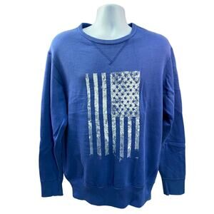 Cremieux Classic Fit Sweater – American Flag Knit – Blue – Size Large